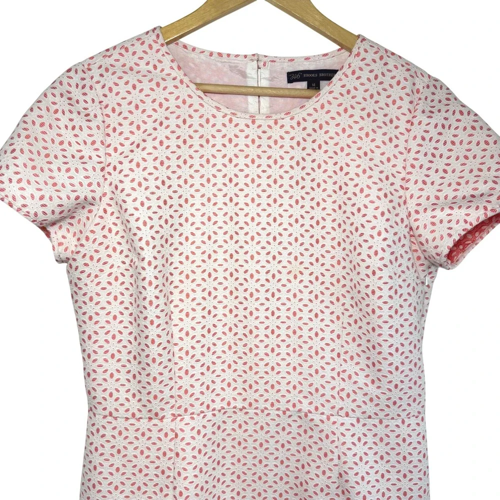Brooks Brothers‎ 346 Pink Eyelet Sheath Dress Preppy Coquette Garden Work 14